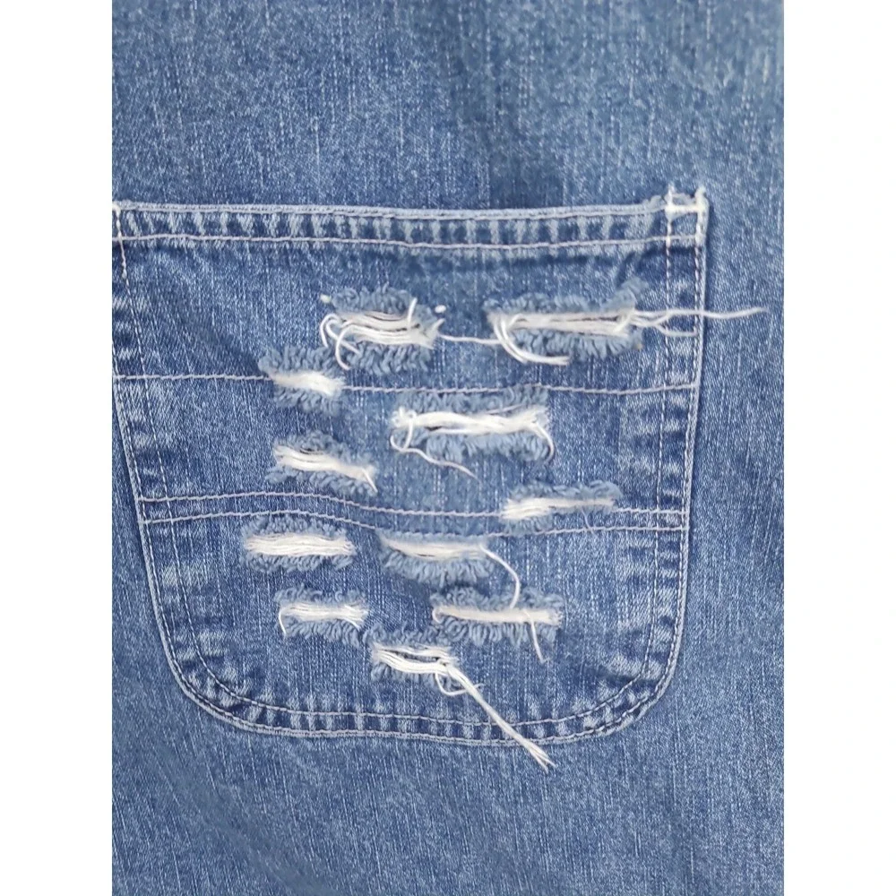 Vintage 90's Bill Blass Jeans Denim‎ Overall Shorts Women's Sz S Blue Distressed